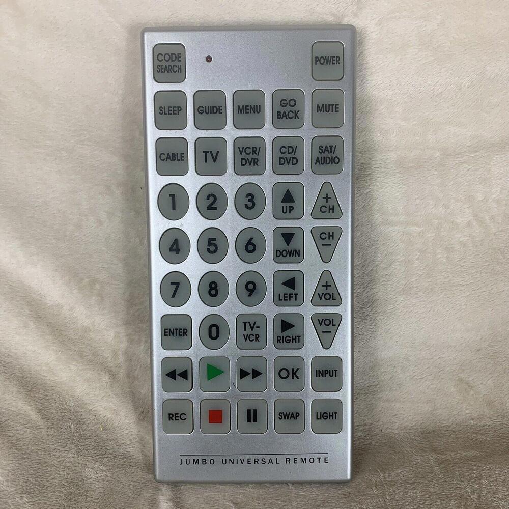 Jumbo Universal Remote Control Large Easy to Read Buttons Tested Works